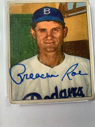 1950 Bowman Preacher Roe Signed Psa Card Brooklyn Dodgers Elwin 167 3