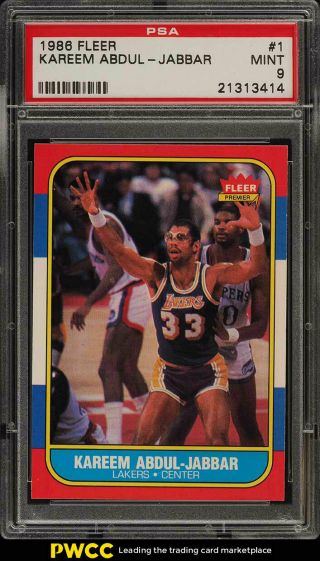1986 Fleer Basketball Kareem Abdul - Jabbar 1 Psa 9 (pwcc)