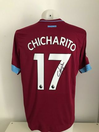 Shirt Signed Autographs 17 Chicharito West Ham United Home Soccer Jersey