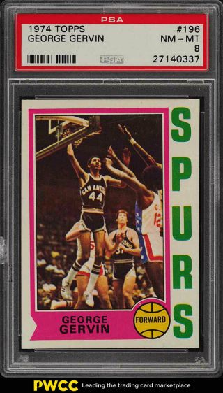 1974 Topps Basketball George Gervin Rookie Rc 196 Psa 8 Nm - Mt (pwcc)