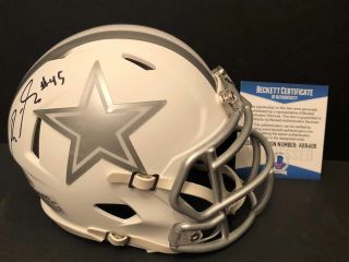 Rod Smith Signed Dallas Cowboys Ice Football Mini - Helmet Bas Beckett K68406