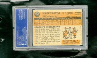 Mickey Mantle 1960 Topps 350 PSA 6 High Gloss,  Sharp Corners 2