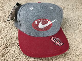 Vintage Nike Oklahoma Sooners Hat Snapback Cap Melton Wool Team Sports Football