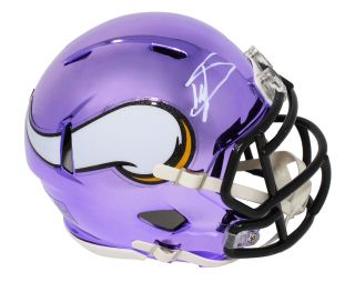 Stefon Diggs Signed Minnesota Vikings Chrome Riddell Speed Mini Helmet - Schwartz