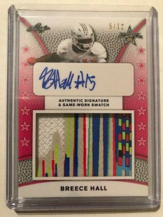 Breece Hall Iowa State 2019 Leaf Metal All - American Bowl Patch Auto 5/12