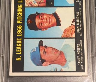 1967 Topps NL Pitching Leaders Gibson/ Sandy Koufax/ Marichal/ Perry 236 PSA 8 3