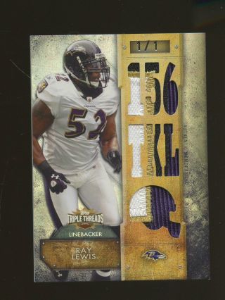 2012 Topps Triple Threads Ray Lewis Multi Patch 1/1 Baltimore Ravens