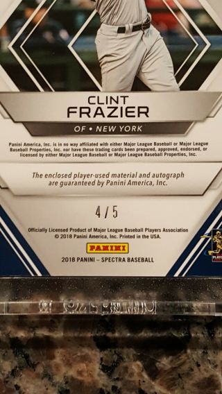 CLINT FRAZIER 2018 Spectra Auto Patch 4/5 Wow Ssp On Card Auto 5