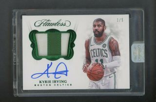 2017 - 18 Flawless Emerald Kyrie Irving Celtics Patch Auto 3/5
