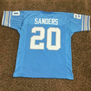 Vtg 90 ' s Barry Sanders 20 Detroit Lions Football Jersey Mens Sz L Blue Vintage 4