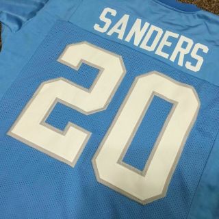 Vtg 90 ' s Barry Sanders 20 Detroit Lions Football Jersey Mens Sz L Blue Vintage 5