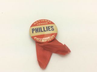 1950 Philadelphia Phillies National League Champions Pin Back Button & Ribbon