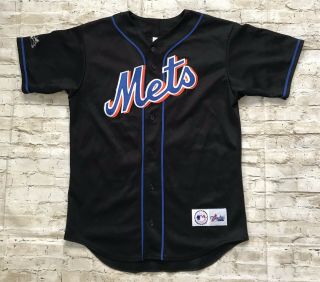 Majestic York Mets Mike Piazza Black Baseball Jersey Mens Size S
