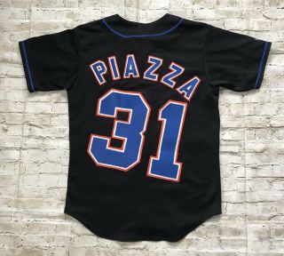 Majestic York Mets Mike Piazza Black Baseball Jersey Mens Size S 2