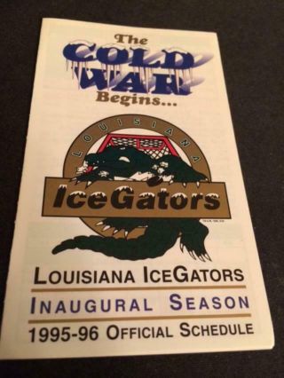 1995 - 96 Louisiana Ice Gators Hockey Pocket Schedule Lite Version Inaugural Year