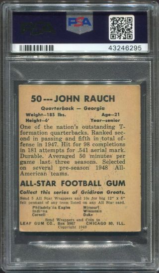1948 Leaf John Rauch RC 50 (GEORGIA) PSA 4 2