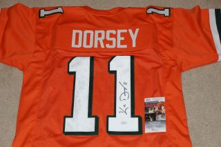 Ken Dorsey 11 Signed Um Miami Hurricanes Orange Jersey,  Jsa Dd68577