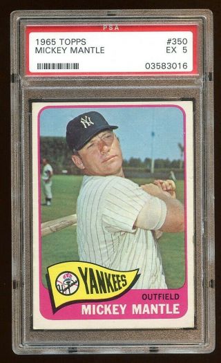 Psa 5 Mickey Mantle 1965 Topps 350 Card Psa 03583016 Yankees Hof