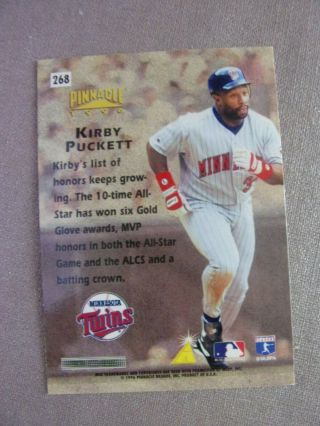 1996 KIRBY PUCKETT Autograph Pinnacle Card - Guaranteed Authentic - TWINS 3