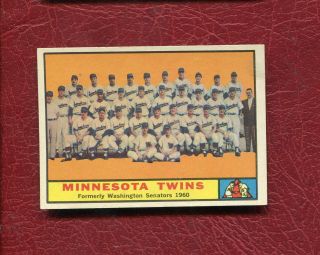 1961 Topps 542 Minnnesota Twins Team Card High Number Set Break Nmt / Nmt,
