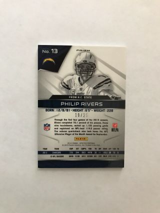 2014 Panini Spectra Prizms GOLD 13 Philip Rivers d 19/25 Chargers 2