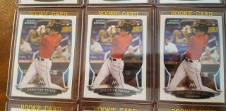 (9) CHRISTIAN YELICH 2013 BOWMAN CHROME ROOKIE CARDS 40 MILWAUKEE BREWERS LOOK 3