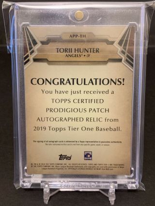 2019 Torii Hunter Tier One Prodigious Game Patch Auto 4/10 Angels 2