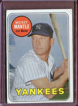 1969 Topps 500b Mickey Mantle White Letters Vg D125088
