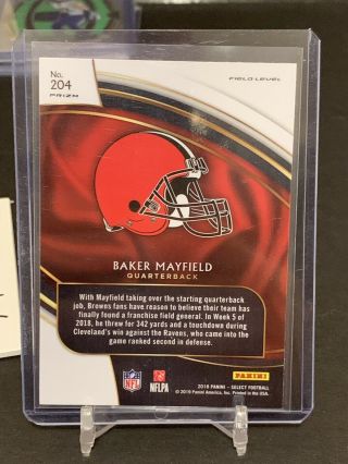 2018 Select Baker Mayfield Field Level Silver Prizm Rookie Card Cleveland Browns 2