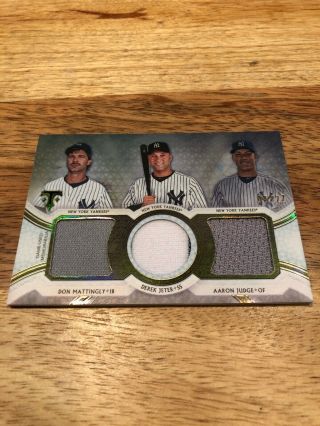 2018 Topps Triple Threads Mattingly/Jeter/Judge Triple Relic Numbered 08/27 2