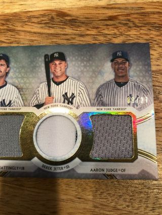 2018 Topps Triple Threads Mattingly/Jeter/Judge Triple Relic Numbered 08/27 3