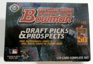2001 Bowman Draft Picks & Prospects Box 1 Autograph & 1 Relic
