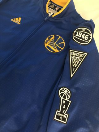 Golden State Warriors Adidas Warmup Nba Jacket On - Court 15 - 16 Blue Size Mens Xl
