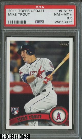 2011 Topps Update Us175 Mike Trout Angels Rc Rookie Psa 8.  5 Nm - Mt,