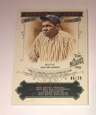 2019 Topps Allen & Ginter Babe Ruth Aaron Judge Rip Double Dual Card D 6/20