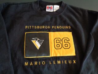 Mario Lemieux Pittsburgh Penguins 66 Sweatshirt Vintage Hockey Large
