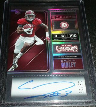 Calvin Ridley Rookie Contenders (bowl Ticket) Auto 18/25,  Sweet Falcons,  Alabama