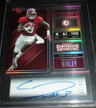 Calvin Ridley ROOKIE Contenders (Bowl Ticket) Auto 18/25,  SWEET Falcons,  Alabama 2