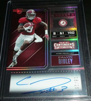 Calvin Ridley ROOKIE Contenders (Bowl Ticket) Auto 18/25,  SWEET Falcons,  Alabama 4