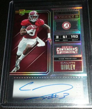Calvin Ridley ROOKIE Contenders (Bowl Ticket) Auto 18/25,  SWEET Falcons,  Alabama 7