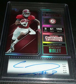 Calvin Ridley ROOKIE Contenders (Bowl Ticket) Auto 18/25,  SWEET Falcons,  Alabama 8