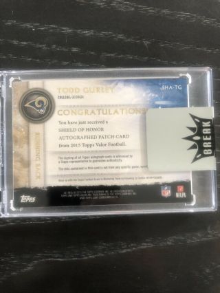 2015 Topps Football Todd Gurley Autograph Rookie Patch RC 154/227 RAMS 2