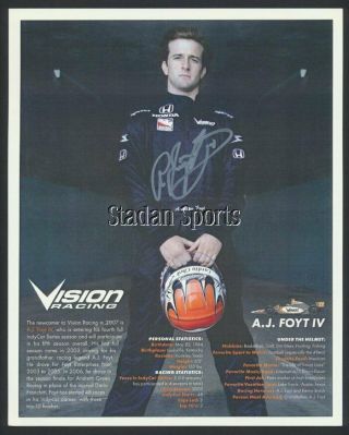 Aj Foyt Iv - Indy Race Car Driver Autographed 8x10 Photo C/w Vision Racing