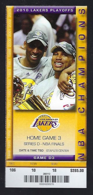 2009 - 2010 Nba Finals Celtics @ Lakers Full Basketball Ticket Game 6 Nmt