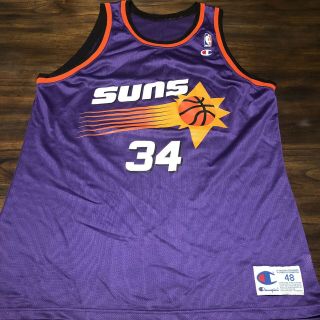 Vintage Champion Phoenix Suns Charles Barkley Nba Jersey Purple 48