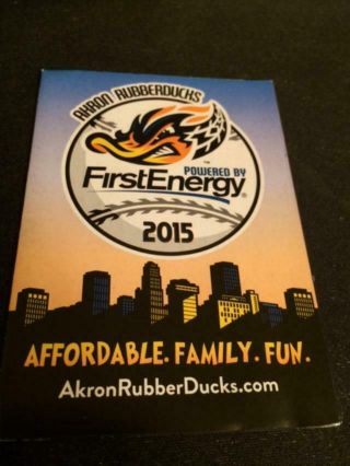 2015 Akron Rubber Ducks Baseball Pocket Schedule Version Indians Affiliate