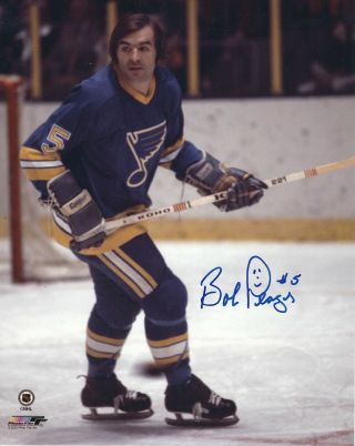 Signed 8x10 Bob Plager St.  Louis Blues Autographed Photo -