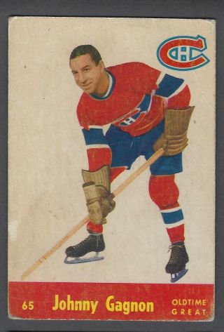1955 - 56 Parkhurst Montreal Canadiens Hockey Card 65 Johnny Gagnon Otg