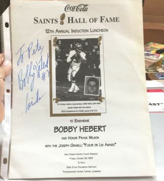 Bobby Hebert Orleans Saints Autographed Signed Hof Induction Program (1999)