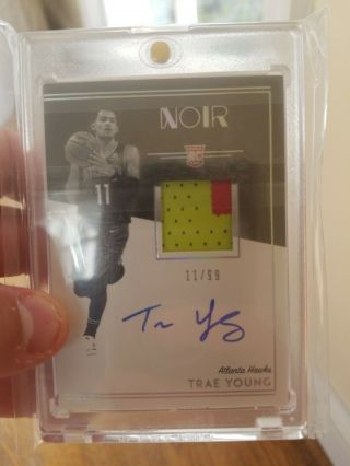 2018 - 19 Panini Noir Trae Young Hawks RPA RC 2 - Color Patch AUTO 11/99 JERSEY  2